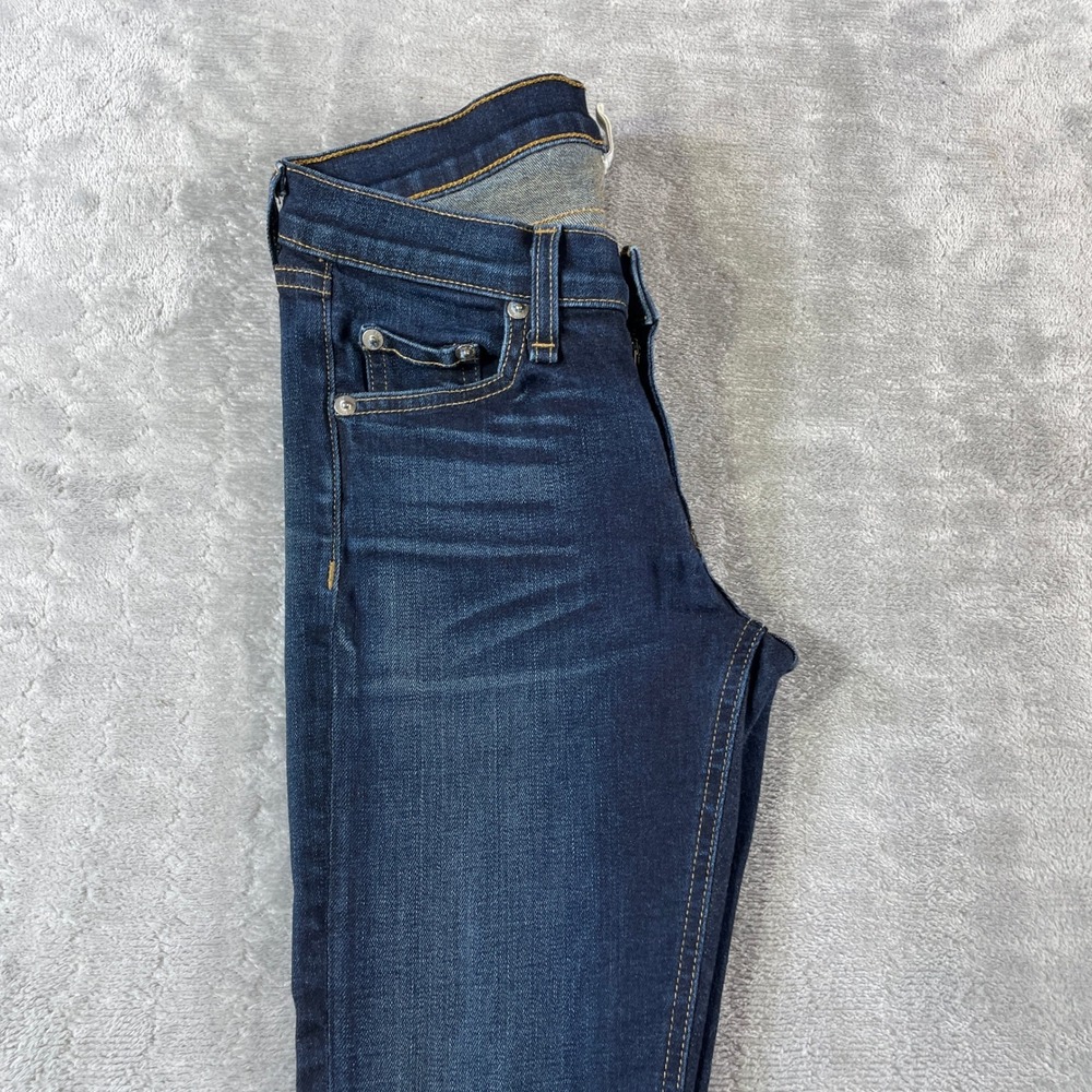 Rag Bone Jeans Skinny Womens 26 Blue Dark Wash Low Rise Whiskers Grunge Stretch - Picture 8 of 13